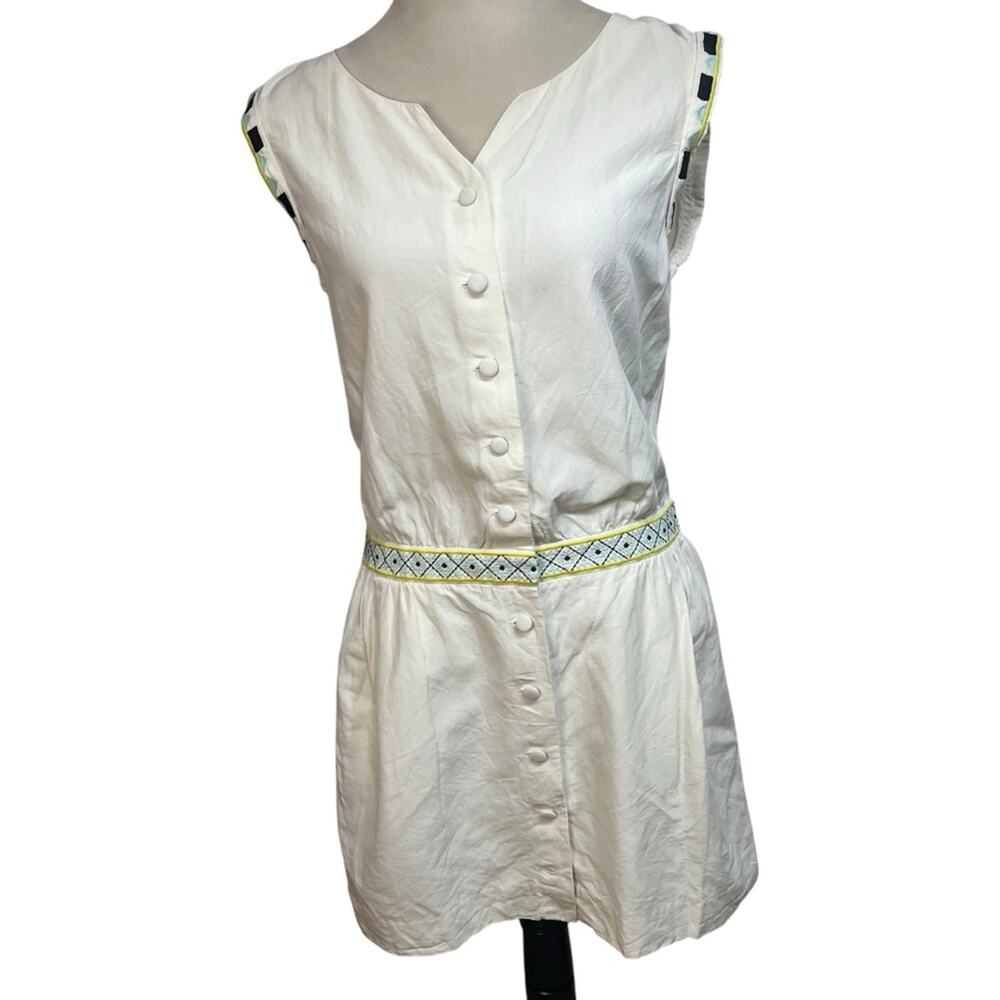 Comptoir des Cotonniers Silk Linen Citron Drop Waist Dress | French Chic | Small